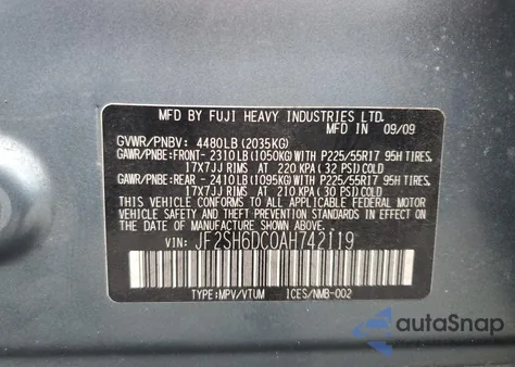 2010 Subaru Forester 2.5X Limited из США, поврежденный, VIN JF2SH6DC0AH742119